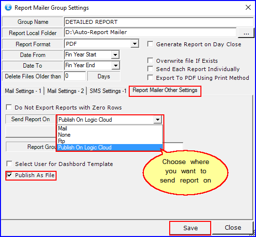 Report-Mailer Other Settings